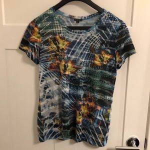Women’s sheer bedazzled multi colored tee